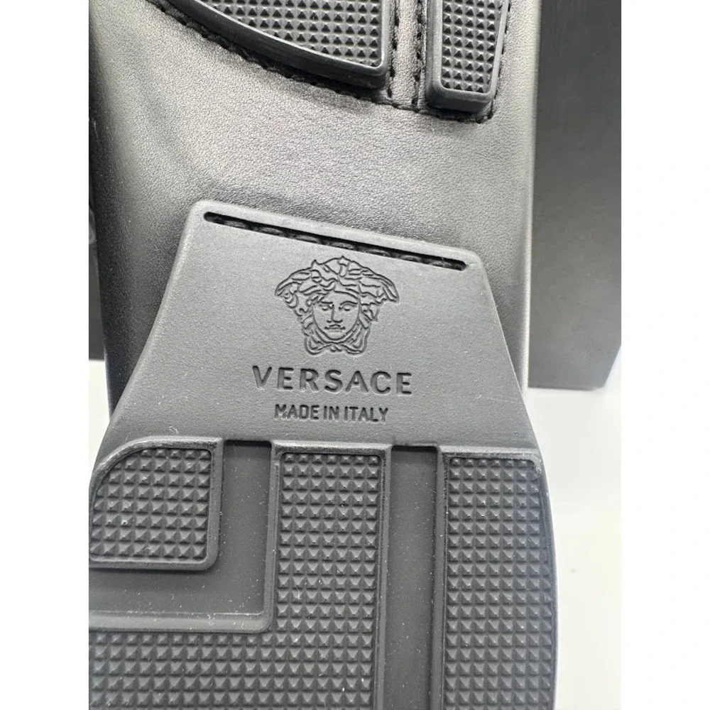 Versace Imola Medusa Leather Driver Loafers Black Mens EU 39 US 6 DSU6051 NIB